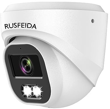 RUSFEIDA POE IP Camera Outdoor with Mic/Audio, 5MP Dome Surveillance Cameras for Home Security Outside, 100ft Color Night Vision