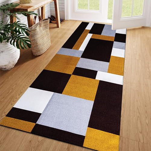 Fit Even Kilas Runner Rug – Washable Hallway Carpet Runners, Non-Slip Floor Mats for Kitchen, Living Room, Corridor, Entryway, Door Entrances (Brown Beige, 80 x 150 cm)