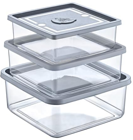 Best House | Food Storage Box Container with Lids | Square | Set Of 3 Pcs | 750 ml + 1000 ml + 1500 ml | Transparent | BPA Free | Multi Storage Containers Microwave, Freezer & Dishwasher Safe