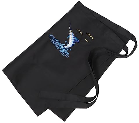 ABOOFAN Men Women Japanese Chef Cooking Apron Kitchen Waist Apron Pockets Embroidery Kitchen Cooking Protector