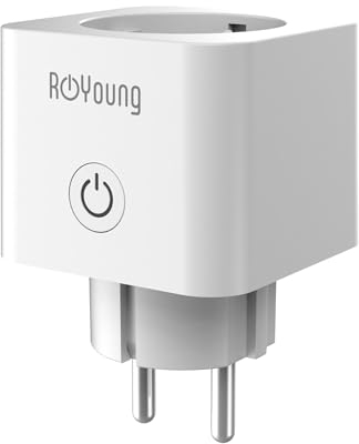 ROYOUNG WLAN Steckdose 1er Pack Smart Home Plug 16A 2,4GHz mit Strommessung kompatibel mit Alexa/Google Home, Stromverbrauch Messen, Sprachsteuerung, APP Fernsteuerung