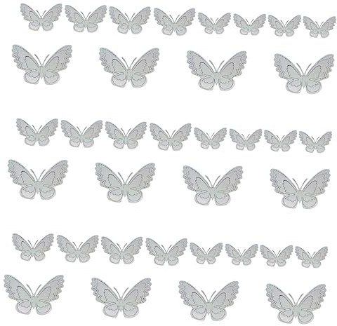 Artibetter 36piezas Decoración De Metálica Hueca Para Pared Decoración De Dormitorio Mariposas Estilo De Papel Tapiz Estéreo
