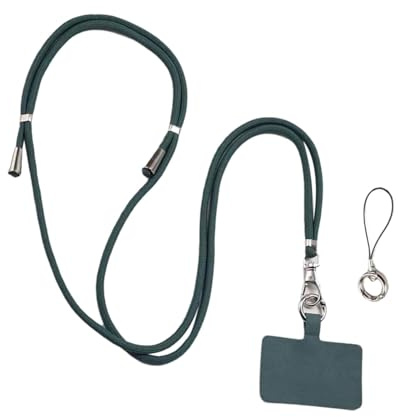 Lanière de téléphone | Lanière réglable pour téléphone – Cordon tour de cou pour téléphone, sangle de téléphone portable, cordon multifonction pour téléphone, vert foncé, Refer to