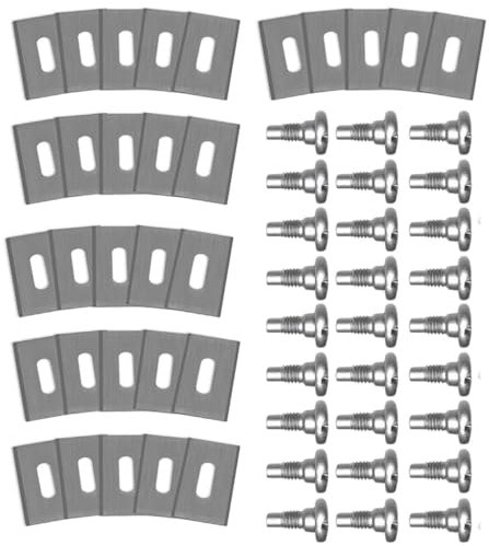 Lames de Robot de Pelouse 30 Pièces, Comprend 30 Vis, Lames de Tondeuse à Gazon en Acier Inoxydable 36,5 x 18,5 x 0,65 mm, Adaptées aux Lames de Tondeuse à Gazon du Robot Husavarna (Argent)