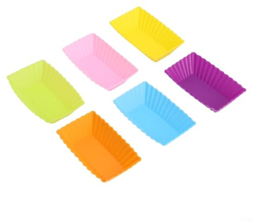RANRAO Juego de 6 mini moldes rectangulares de silicona para pasteles, magdalenas, magdalenas, moldes para hornear pan, tostadas, brownies