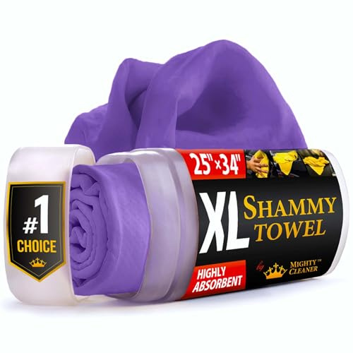 Mighty Cleaner Premium XL Shammy Handtuch für Auto – 86,4 x 63,5 cm – Super Saugfähiges Fensterleder – Flecken- und Kratzfrei – Wiederverwendbares Auto-Trockentuch