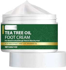Teebaumöl Reichhaltige Fußcreme,beruhigende feuchtigkeitsspendende Fußcreme für sehr trockene Füße mit Glycerin, Allantoin & Panthenol, für spürbar weichere & geschmeidigere Haut (30g)