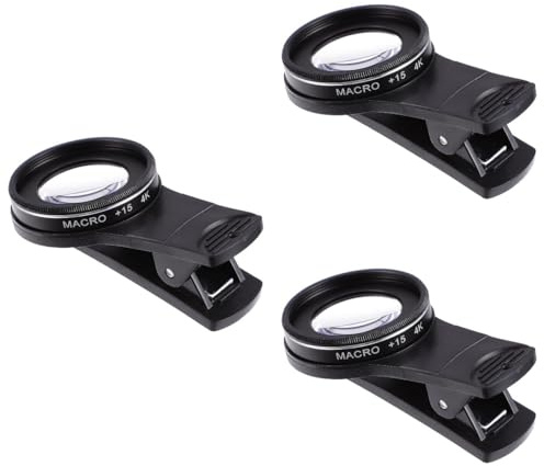 LABRIMP 3pcs High Definition Phone Macro Lens Clip Design Mobile Camera Lens Magnifier (15x)