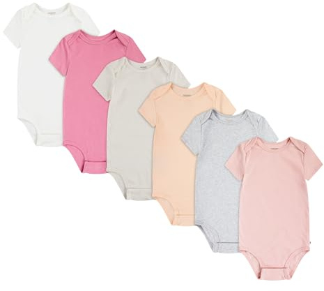 HUGGIES Little Unisex Baby 6-Pack Basic Bodysuit Débardeur Bambins, Blanc/Rose/Gris/PÊCHE, 3 Months (Lot de 6) Bébé Fille