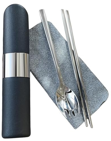 Reiseutensilien mit Etui, Campingbesteckset - Rostfreies Reiseutensilien-Set aus Edelstahl | Campingbesteck, bequeme Camping-Kochutensilien für Reisen, Heimpicknick