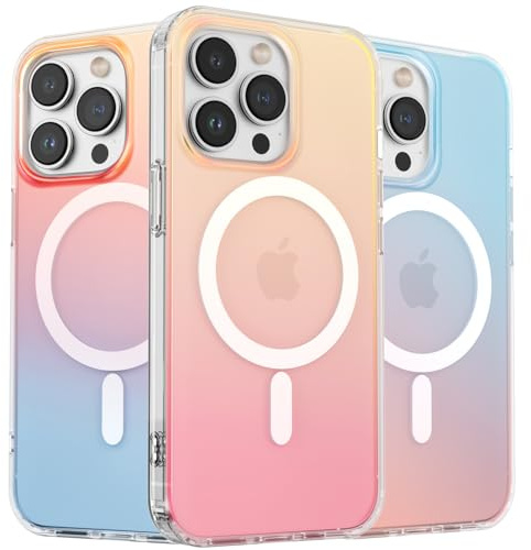 ORNARTO Hue für iPhone 13 Pro Hülle für MagSafe, Farbwechsel, Abendrot | Irisierender Farbwechsel, Regenbogen Look, Fluoreszierende Farbverlauf, Kratz- und Stoßfest, Perfekt für Sommer/Reise/Meer