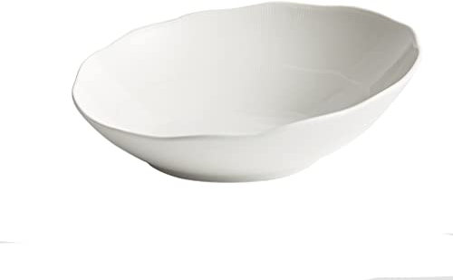 Ensaladera Cuenco Inclinado de cerámica for Ensalada de Postre, Cuenco for Verduras de Mesa for Sala de Estar, Adecuado for ensaladas, sopas, Pasta, Cubiertos Blancos Ensaladera Extragrande(S2pc)