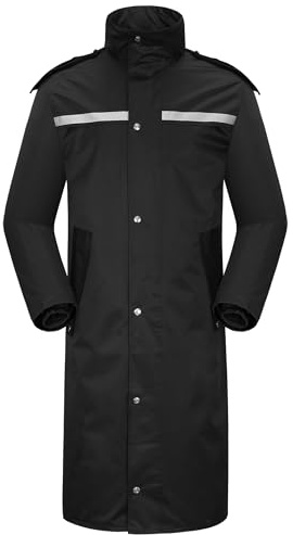 Coutyuyi Raincoat Waterproof Long Rain Jacket Lightweight Rainwear Reflective with Packable Hood