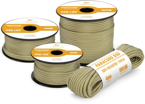 Abma Cord 550 Paracorde 4mm 15m Type 3 Corde Parachute 7 Brins Rope | Max 250 kg(550lbs), Polyester, Survie, Extrieur, Bracelet, l'artisanat