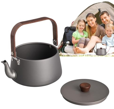 Théière de camping – Bouilloire légère pour voyage, bouilloire d'extérieur de 1,1 L, bouilloire à thé compacte et légère à chauffage rapide