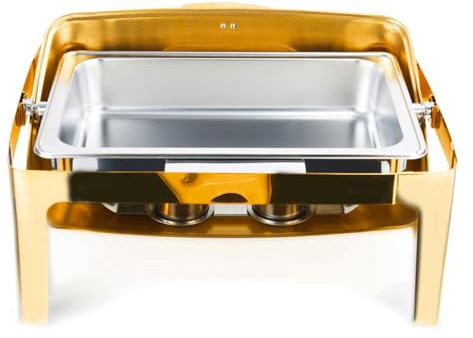 toxaaiwr 9L Buffet Dish Roll Top Chafing Dish Buffet Rectangular Stainless Steel Buffet Warmer Chafers and Buffet Warmers Sets with Visible Lid for Catering Events Parties Weddings Dinners 1 Set