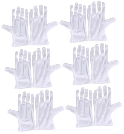 Angoily 12paare Elastische Polyester-handschuhe Rutschfeste Schützende Und Pflegende Arbeitshandschuhe Für Garten Reinigung Und Schmuckinspektion Wiederverwendbar Und Leicht Zu Reinigen