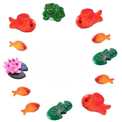 SAFITOYA Niedliche Charms für Clogs, Designer-Dekoration für Schuhe, Mädchen, Jungen, 3D-Goldfisch, Lotusblatt, Blumen, Frosch-Anstecknadeln, Angelschuhe, Geburtstagsparty-Geschenke, 12 Stück,