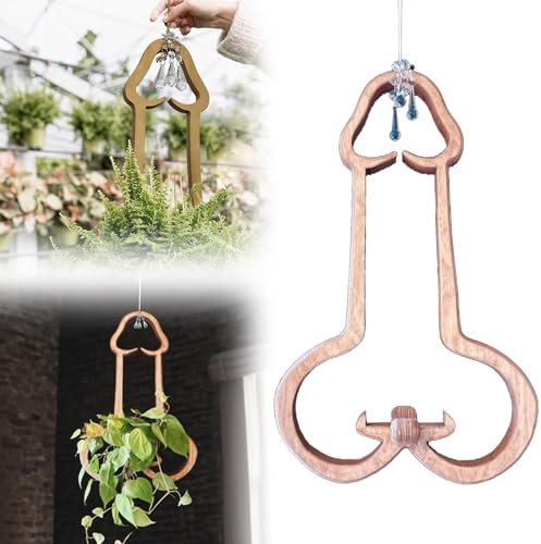 zhongbe Unique Plant Stand, Funny Flower Pots Plant Hanger,Unique Wooden Penis Planters & Multifunctional Hangers, Hanging Planters for Indoor and Outdoor Plants, Quirky, Artistic for Plant Lovers