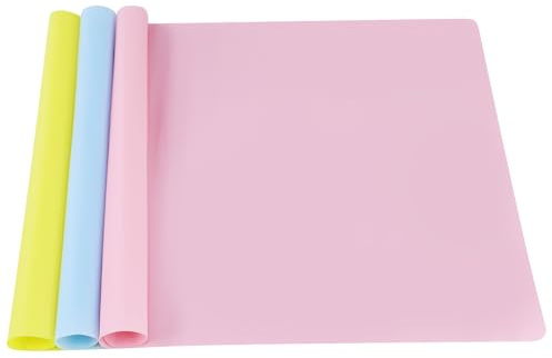 PATRICKWHITE 3 Stück Silikonmatte 40x30cm, rutschfeste Antihaft Waschbare Bastelunterlage, Silikon Tischmatte, Malunterlage für Kinder Malen, Gießharz, Epoxidharz Handwerk, DIY(3 Farben)