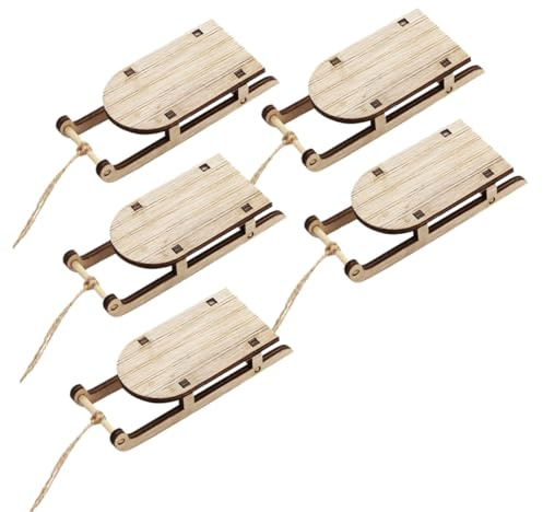 BESPORTBLE 5stücke Holz Miniatur Schlitten Miniatur Schlitten Deko Tischschmuck Weihnachten Holzschlitten Mehrteiliges für Festlichkeiten