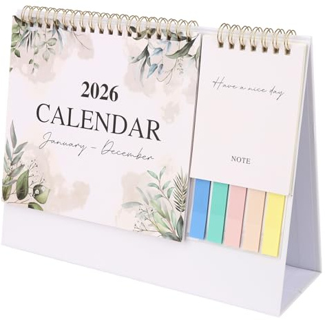 KEUKORZ Tischkalender 2026-2026 von Janury bis Dezember, Stehkalender 2026 selbst gestalten, Kalender 2026 Notiz und Aufkleber(20×25.5×8cm, Grün)