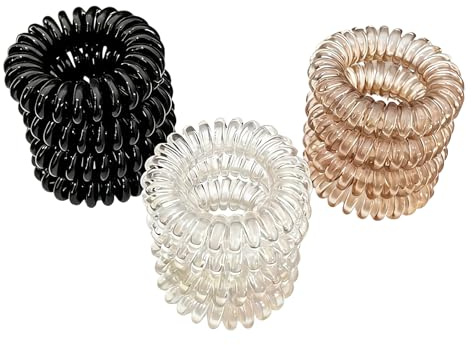 DOETYD 12 Pcs Spiral Hair Ties,Plastic Elastic Hair Bands for Women&Girls,Ponytail Holder No Damage Hair Ties for Thick and Thin Hair(MultiColor)