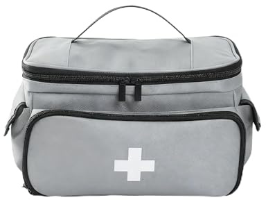 QIUPFGUT Borsa per medicinali, borsa impermeabile di primo soccorso, grande capacità borsa medica di emergenza, Mini Kit di Pronto Portatile Per Casa Ufficio Auto Viaggi(Grigio)