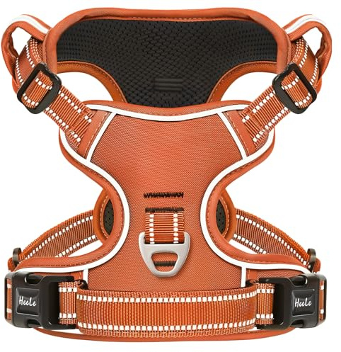 HEELE Hundsele Antidrag, Bröstsele för Hundar, Sele för Små, Medelstora och Stora Hundar, Andningsbar, Justerbar, Reflekterande Hundsele Med Vadderat Handtag, Pumpa Orange, M
