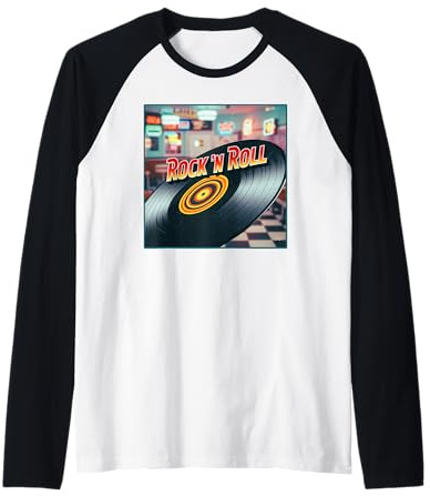 Comedor de Vinilo Rock 'N Roll Camiseta Manga Raglan