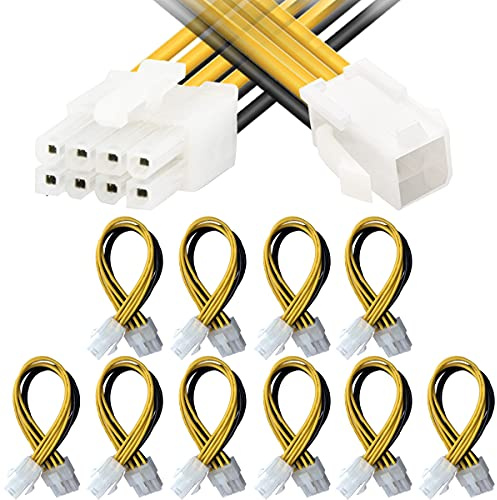 HAAMNING7 10 Pack ATX 4 Pin to 8 Pin Power Adapter, 4 Pin Female to Motherboard CPU 8 Pin Male ATX ESP Converter Adapter Extension Cable for Power Supply with ATX 8 Pin Port 18cm 7 inch