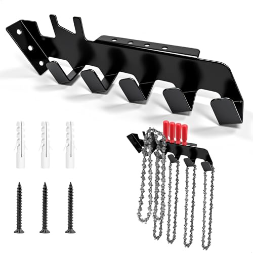 Motorsägenhalter Schraubendreher Halterung, Schwerlast Werkzeughalter Wand, Werkzeug Wandhalterung 4 Löcher, Metal Werkstatt Ordnungssystem mit Rostschutzbeschichtung, Schwarz Garage Organizer