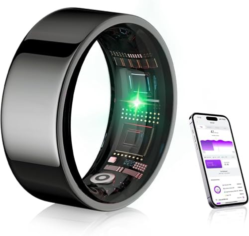 IUHFSIFS 2026 Smart Ring 7.Gen【Branchen Nr.1 – 0 Messfehler】【IP68-Wasserdichtigkeitszertifizierung】Sportspezifisch Smartring für Damen Herren Schlafen, Herzfrequenz, SpO2, für Android IOS Schwarz 10#