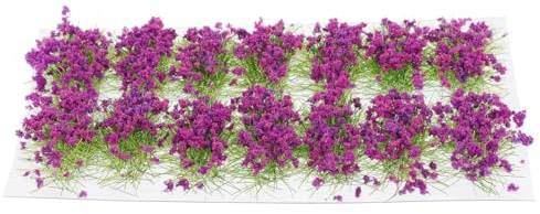 MINAOLULUS Clúster de Flores Artificiales Miniatura para Modelo de Construcción, Materiales de Bricolaje para Escenografía, Racimo de Flores y Césped Púrpura, Grupo de Vegetación para