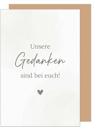 Edition Seidel Premium Trauerkarte mit Umschlag. Beileidskarte Kondolenzkarte Karte Klappkarte Spruch Unsere Gedanken sind bei euch Mitgefühl Trost Hoffnung Kraft Zuversicht (T1300 SW026)