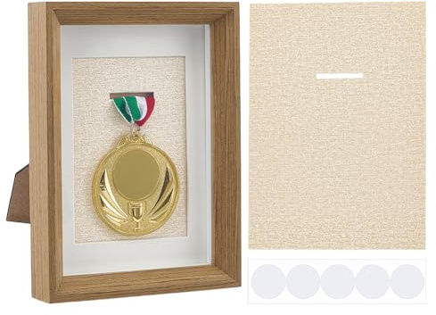 NBEADS 2 Sets Vitrine pour Médailles, 196x145x30mm Cadre Photo Rectangulaire en Bois Présentoir à Médailles Boîte D'Exposition pour Médailles de Tous Les Sports Décoration Militaire