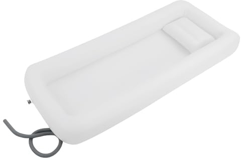 Baignoire gonflable pour lit d'appoint, système de douche portable côté lit | 195 × 90 × 38 cm, avec pompe électrique, coussin de nuque et poche d'eau, soin