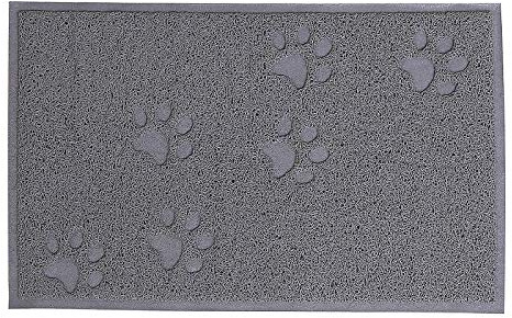 lionto Katzenklomatte aus robustem PVC, 60x90 cm, leicht zu reinigender Vorleger für Katzentoilette mit Anti-Rutsch-Beschichtung, Katzenstreumatte hält die Wohnung sauber, sanft zu Katzenpfoten, grau