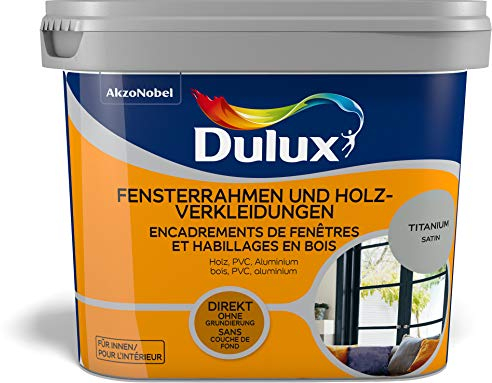 Dulux Fresh Up Farbe für Fensterrahmen, Holzverkleidungen, 750 ml, TITANIUM, satin | schnell trocknend, erhältlich in 2 weiteren Farben