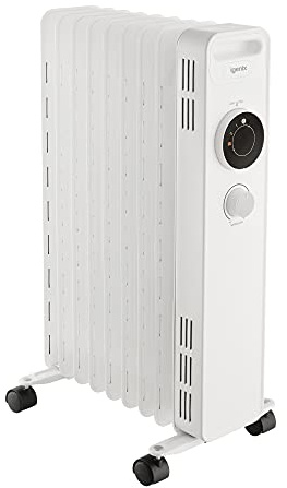 Igenix IG2620 Oil Filled Radiator, 2kW/2000W 9 Fin Electric Low Energy Heater with 3 Adjustable Heat Settings & Overheat Protection, 2000 W, White