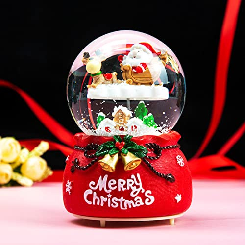 Schneekugel Weihnachtsmann Deko Schüttelkugel Musik Kristallkugel mit Schneeflocken Nachtlicht Glaskugel Weihnachtlich Glimmerkugel Tisch Kiderzimmer Weihnachtsdeko Geschenk für Weihnachten
