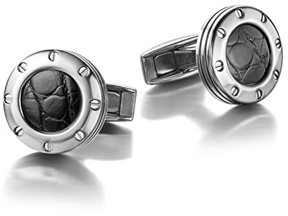 Colibri Daytona Manschettenknöpfe für Herren – Designer-Manschettenknöpfe mit Edel-einlage – Drehbarer Walschwanzverschluss – Edelstahl/Gunmetal/Rosegold Finish – Geschenkbox