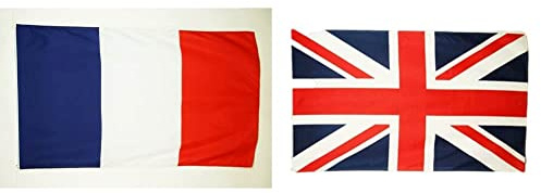AZ FLAG Drapeau France 90x60cm - Drapeau français 60 x 90 cm Polyester léger & Drapeau Royaume-Uni 90x60cm - Drapeau Anglais - UK - Grande Bretagne 60 x 90 cm Polyester léger
