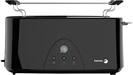FAGOR - Tostador LONGTOAST de una ranura larga 980W de potencia y exterior completo negro birllante. 7 niveles de tostado. 3 funciones integradas.