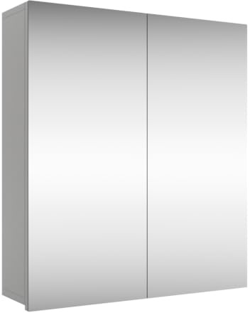 Planetmöbel Merkur Spiegelschrank Bad 60 cm breit | Badschrank hängend, Badspiegel, weiß-grau, ohne Leuchte, Spiegelschrank Gäste WC 60x67 x 16 cm