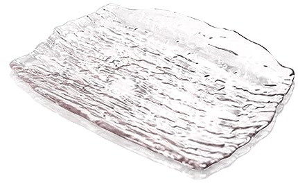 soulnioi Glass Square Fruit Plate, Crystal Clear Salad Plate, Gold Inlay Serving Plate, Snack Dessert Plate Multipurpose Tray Decorative Plate for Home Wedding Party - White