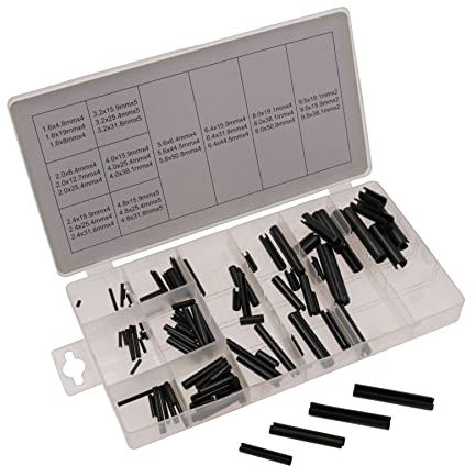 Assortimento di perni a rullo con tensione a molla da 1,6 mm - 9,5 mm, 15 misure, 120 pezzi