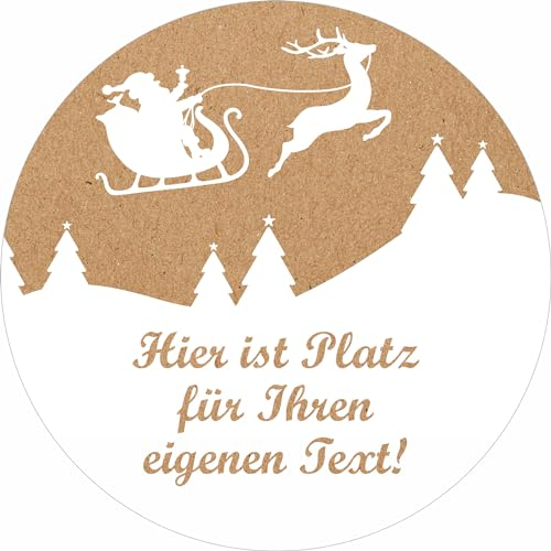 INDIGOS UG - Aufkleber selbst gestalten Weihnachten - Weihnachten - Wunschtext - 35 Stück - 40mm - personalisierte Geschenke - selbstklebende Folie - Etiketten selbstklebend Kraftpapieroptik Deko für