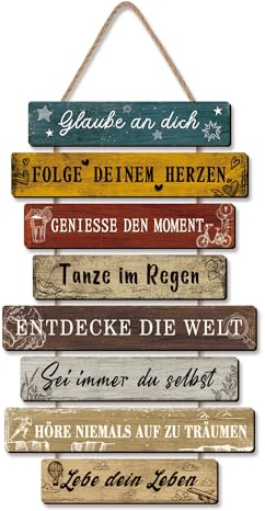 CHDITB Insirierende Wanddeko Wandbild, Motivierende Familienregeln Lebenseinstellung,Schild Familie,Glaube an Dich, Sei Immer Du Bist, Holz Plankenschild Familienschild, Wandekoration Geschenk