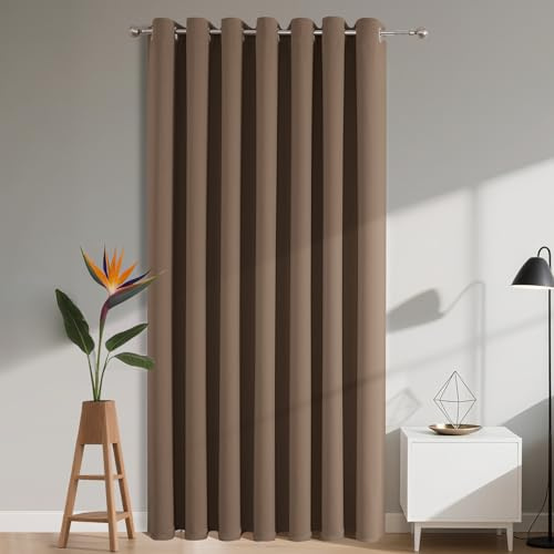 Joydeco Verdunklungsvorhänge 1 Stück,Türvorhang Blickdichte Türgardine,Tür Vorhang mit Ösen Thermo Kälteschutz Hitzeschutz Schallschutz für Schlafzimmer Wohnzimmer(Cappuccino,1xH180xB140)